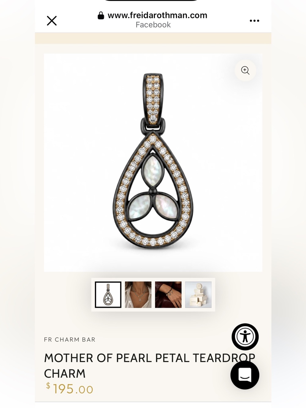 Freida Rothman MOTHER OF PEARL PETAL TEARDROP CHARM - Picture 9 of 10